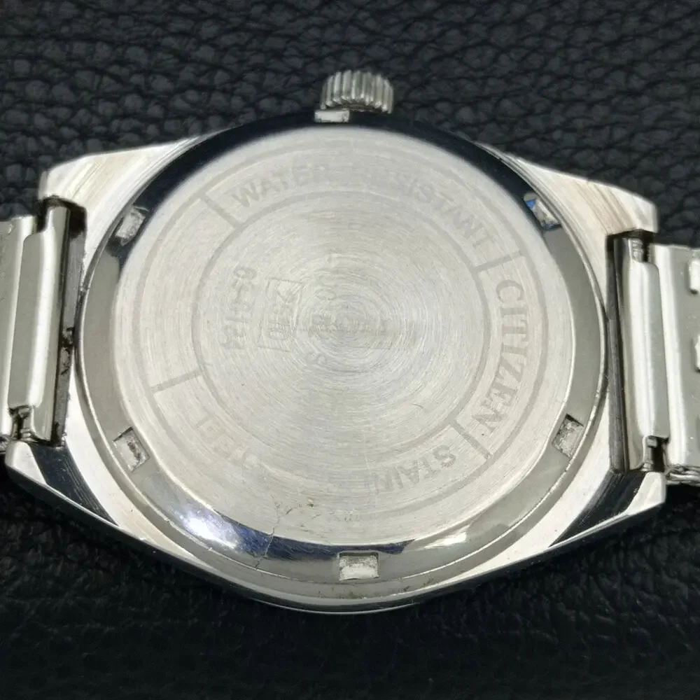 Vintage 1985 Citizen Manual Wound Mens Silver Watch & Silver accents